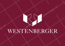 Firmen-Logo von Westenberger Immobilienbewertung als einfarbiges Firmensymbol auf einem bordeaux-farbigen Hintergrund. Die ehemals mit Bordeaux gefüllten Flächen des Logos wurden zu Weiß gewandelt. Die ehemals grau-beigen Flächen zu weißen Außenlinien.