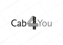 Das Firmenlogo von Cab4You in Graustufen umgesetzt. Die schwarzen Flächen sind schwarz geblieben, die bunten wurden farblos-grau. Das Logo hat die Wirkung und Funktion behalten und kann auf unbunten Werbeunterlagen verwendet werden.